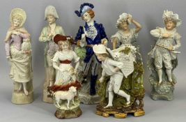 CONTINENTAL BISQUE & OTHER FIGURINES - approximately 30cms tall