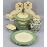 J & G MEAKIN 'FLORIDA' DINNERWARE, approximately 20 pieces, a pair of Staffordshire dogs, 32cms tall