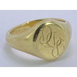GENT'S CUT 18CT GOLD SIGNET RING - size N, 10.3grms