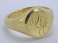 GENT'S CUT 18CT GOLD SIGNET RING - size N, 10.3grms