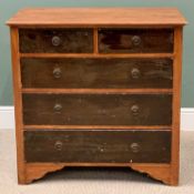 VINTAGE PINE CHEST OF TWO SHORT OVER THREE LONG DRAWERS - 95cms H, 96cms W, 49cms D