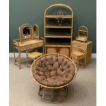 BAMBOO/WICKER FURNITURE ASSORTMENT - bedroom furniture to include dressing table, 85cms H, 91cms