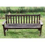 WOODEN SLATTED GARDEN BENCH - 82cms H, 160cms W, 42cms D