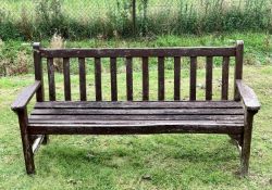 WOODEN SLATTED GARDEN BENCH - 82cms H, 160cms W, 42cms D