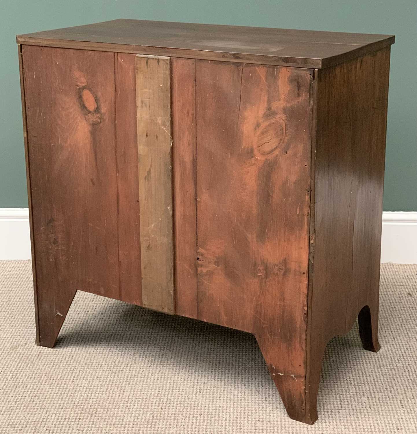 CIRCA 1900 MAHOGANY CHEST OF TWO SHORT OVER TWO LONG DRAWERS - with brass oval plates and drop - Image 2 of 3