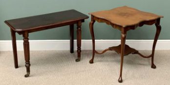 OCCASIONAL MAHOGANY TABLES (2) - to include a shaped top 2 tier example, 72cms H, 68cms W, 68cms D