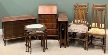 FURNITURE ASSORTMENT - to include reproduction lady's bureau, 98cms H, 54cms W, 51cms D, polished