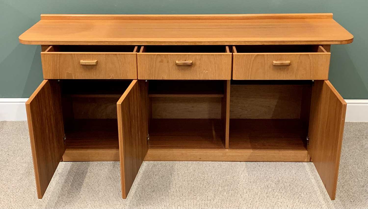 STYLISH MID CENTURY G PLAN SIDEBOARD - with railback, 76cms H, 181cms W, 49cms D - Image 2 of 5