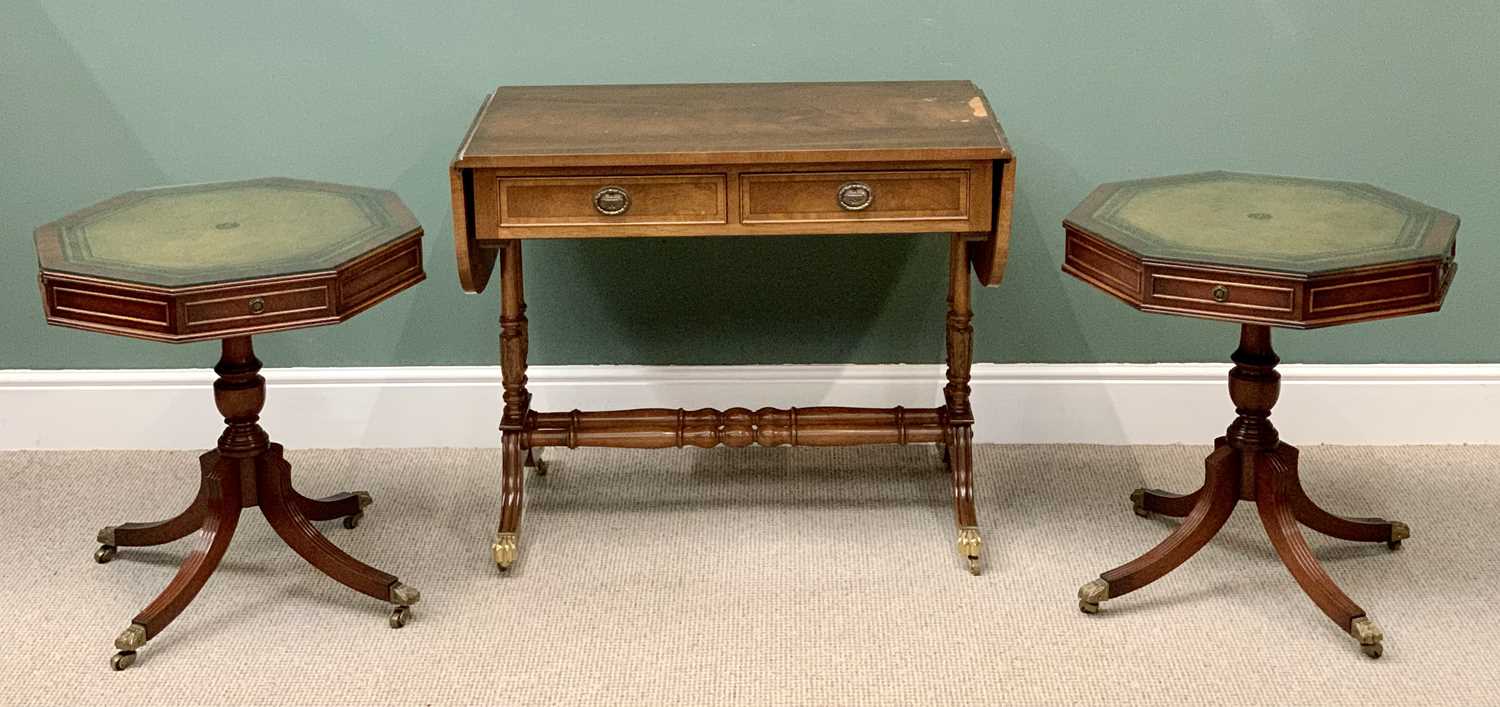 REPRODUCTION FURNITURE ASSORTMENT - to include a pair of single drawer octagonal and tooled top - Image 2 of 3