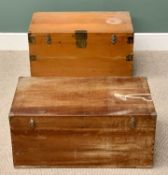 LIDDED CAMPHORWOOD CHEST - with interior tray, 42cms H, 79cms W, 43cms D and a lidded pine chest,