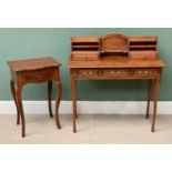 EASTERN HARDWOOD WRITING DESK - with three drawers and upper letter rack section, 101cms H, 100cms