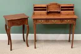 EASTERN HARDWOOD WRITING DESK - with three drawers and upper letter rack section, 101cms H, 100cms