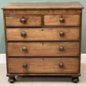 VICTORIAN MAHOGANY CHEST OF TWO SHORT OVER THREE LONG DRAWERS - having cockbeaded drawer edgings and
