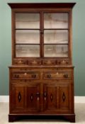 CIRCA 1830 WELSH OAK BOOKCASE CUPBOARD - twin glazed doors over four small drawers to the upper