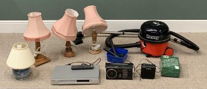 HOUSEHOLD ELECTRICALS - to include a Henry vacuum cleaner, Sony DVD player, table lamps, radios, ETC