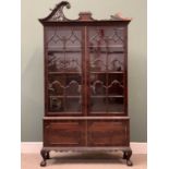 VICTORIAN MAHOGANY CHIPPENDALE STYLE DISPLAY CABINET - twin glazed doors above two cupboard doors,