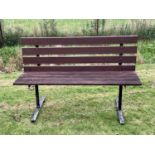 METAL FRAMED WOODEN SLATTED GARDEN BENCH - 98cms H, 153cms W, 45cms D