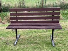 METAL FRAMED WOODEN SLATTED GARDEN BENCH - 98cms H, 153cms W, 45cms D