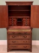 REPRODUCTION MAHOGANY SECRETAIRE CHEST - with fine interior, tooled slider and two short over