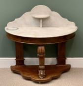 VICTORIAN MAHOGANY & MARBLE TOPPED DUCHESS WASHSTAND - 100cms H, 106cms W, 51cms D