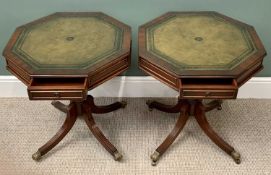 REPRODUCTION FURNITURE ASSORTMENT - to include a pair of single drawer octagonal and tooled top