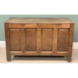 19TH CENTURY OAK COFFER - with four fielded panels to the front, 80cms H, 131cms W, 53cms D