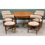 G PLAN EXTENDING DINING TABLE - 73cms H, 122cms diam, 168cms W open and a set of 6 (re-