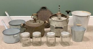 VINTAGE KITCHENALIA & SIMILAR ITEMS to include Pentecon pressure cooker, galvanised pails, enamelled