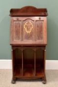 FANCY REPRODUCTION SLIM BUREAU - with sectional base, lion mask ring handles to the sides and harp