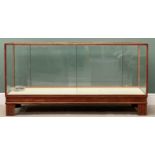 VINTAGE SHOP COUNTER CABINET with glazed top, front and ends, 92cms H, 179cms W, 59cms D