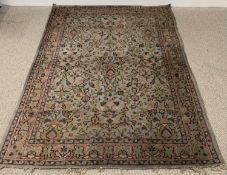 EASTERN STYLE WOOLLEN CARPET, blue/grey ground with wide pink border and repeat traditional floral