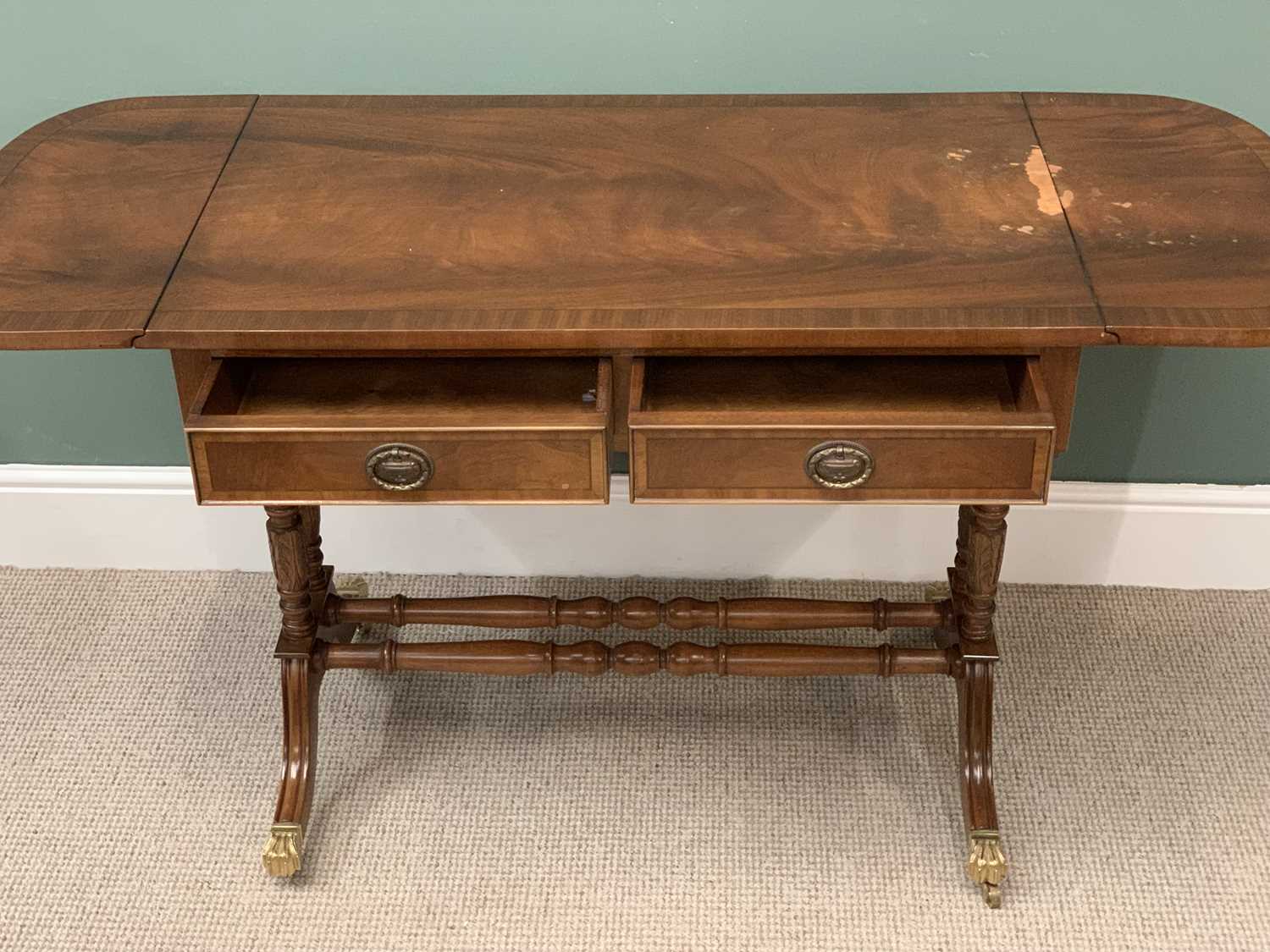 REPRODUCTION FURNITURE ASSORTMENT - to include a pair of single drawer octagonal and tooled top - Image 3 of 3