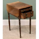 REGENCY MAHOGANY PEMBROKE TABLE - with two drawers on turned supports, 70cms H, 51cms W, 37cms D