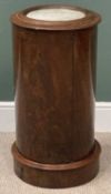 VICTORIAN MAHOGANY MARBLE TOPPED CYLINDRICAL POT CUPBOARD, 74cms H, 39cms diameter