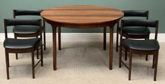 MACINTOSH ROSEWOOD EXTENDING DINING TABLE & FOUR CHAIRS, 74cms H, 168cms W, 122cms D (the table when