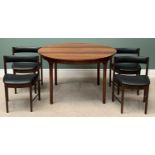 MACINTOSH ROSEWOOD EXTENDING DINING TABLE & FOUR CHAIRS, 74cms H, 168cms W, 122cms D (the table when