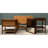 FURNITURE ASSORTMENT (4) - a modern pine gate leg table, 77cms H, 104cms diameter, a tea trolley,