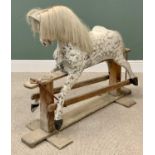 VINTAGE ROCKING HORSE, dapple type white painted, 105cms H, 138cms W, 48cms D