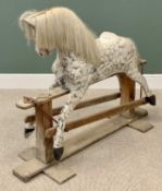 VINTAGE ROCKING HORSE, dapple type white painted, 105cms H, 138cms W, 48cms D