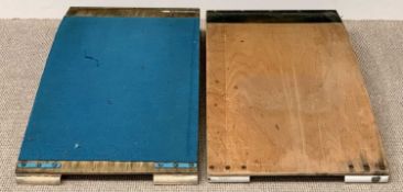 VINTAGE GYMNASIUM EQUIPMENT - two wooden springboards labelled "Continental Sports, Huddersfield",
