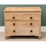 VINTAGE PINE CHEST of two short over two long drawers, 77cms H, 97cms W, 47cms D