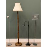 STANDARD LAMPS - oak example, chrome designer type with glass shade and two anglepoise E/T