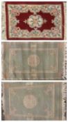 CHINESE WASHED WOOLEN RUGS (3) - graduated pattern (2), 166 x 119cms and 132 x 80cms and another