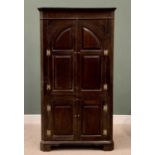 19th CENTURY OAK FLOORSTANDING CORNER CUPBOARD, a substantial example with arched and fielded front,
