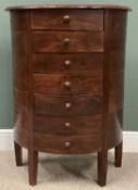 REPRODUCTION HARDWOOD HALF MOON CHEST of seven drawers, 105cms H, 80cms W, 39cms D