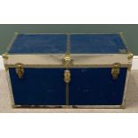 METAL SHIPPING TRUNK, 52cms H, 102cms W, 53cms D