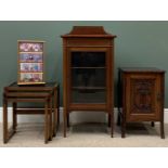 FURNITURE ASSORTMENT (4) - Edwardian mahogany music cabinet with inlay, on tapered supports,