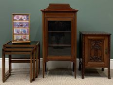 FURNITURE ASSORTMENT (4) - Edwardian mahogany music cabinet with inlay, on tapered supports,