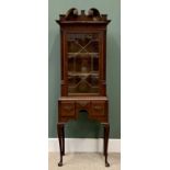 QUEEN ANNE STYLE NARROW DISPLAY CABINET with single astragal glazed door and the base with three
