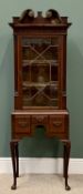 QUEEN ANNE STYLE NARROW DISPLAY CABINET with single astragal glazed door and the base with three